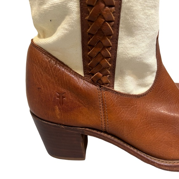 Frye Brown and Cream Heeled Boots - Picture 4 of 15